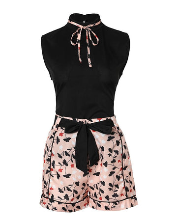 Print Round Neck Tank Top & Shorts Set